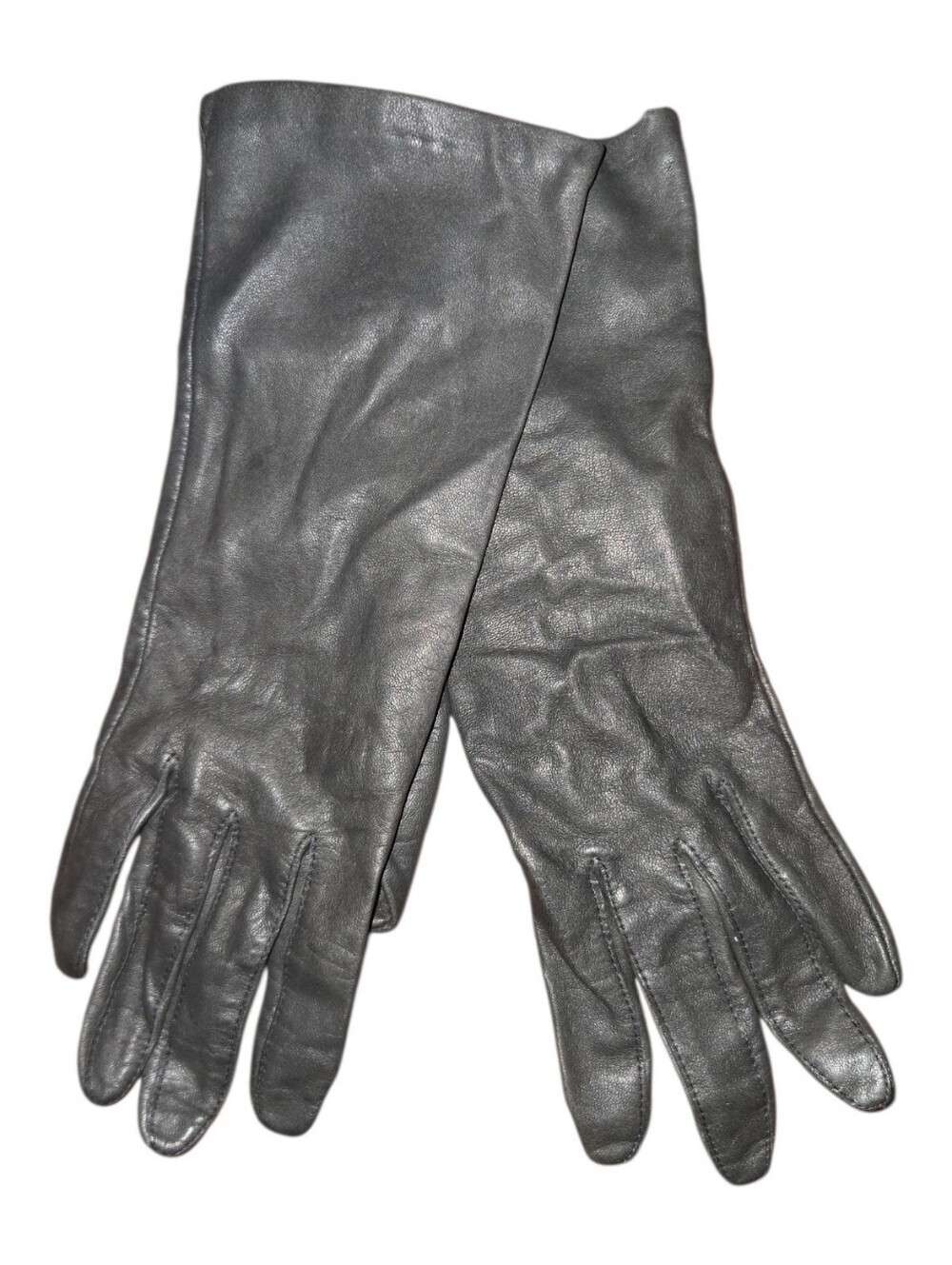 Vintage Gray Leather Gloves - 6 1/2